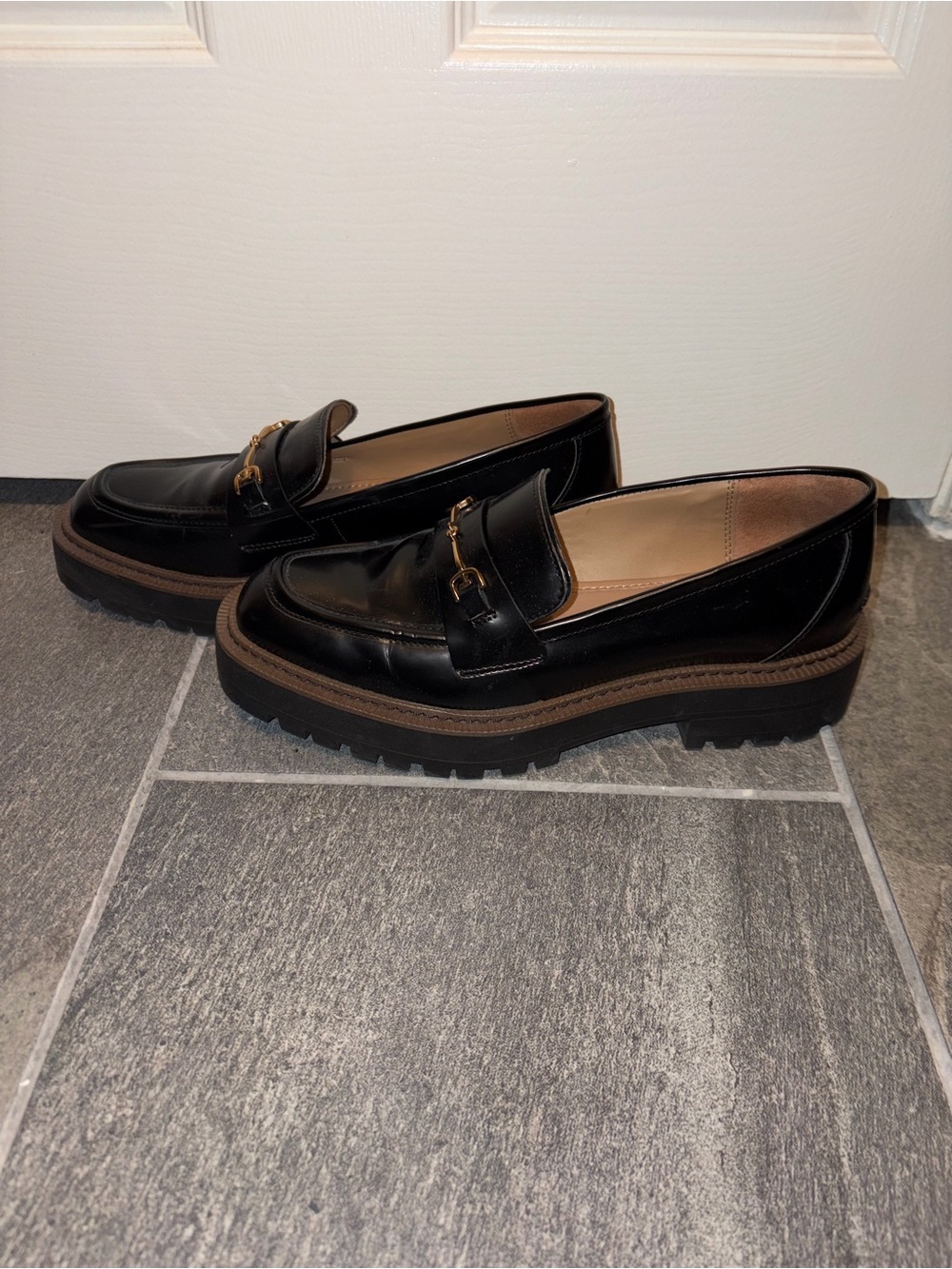Sam Edelman Lea Platform Black Patent Leather Loafers, 10 NWOB - Picture 5 of 7